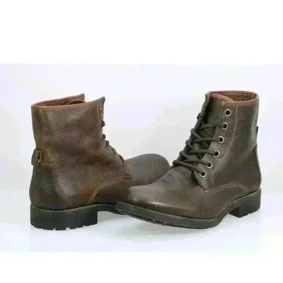 Frank & Oak Ashbury Rubbed Soled Italian Leather Lace-Up Boots in Cognac — $225